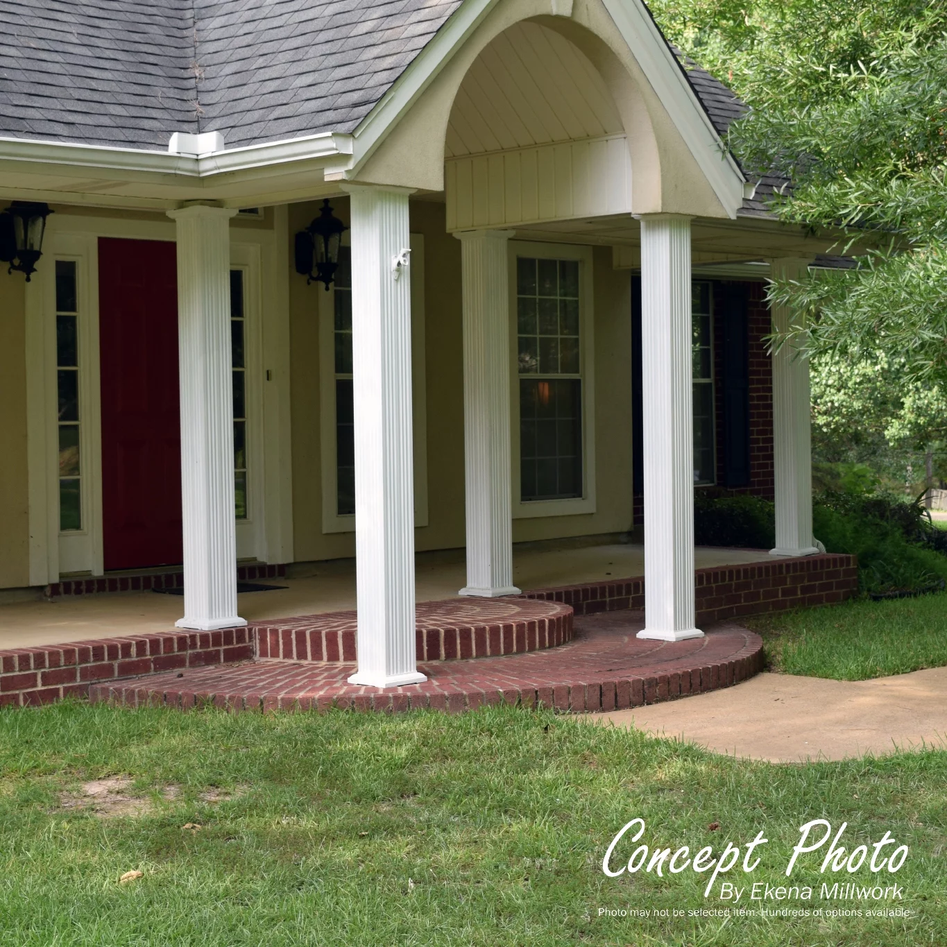 6" x 9' Endura-Aluminum Wellington Style Column, Square Shaft (Load-Bearing 12,000 lbs), Non-Tapered, Gloss White Finish w/ Capital & Base
