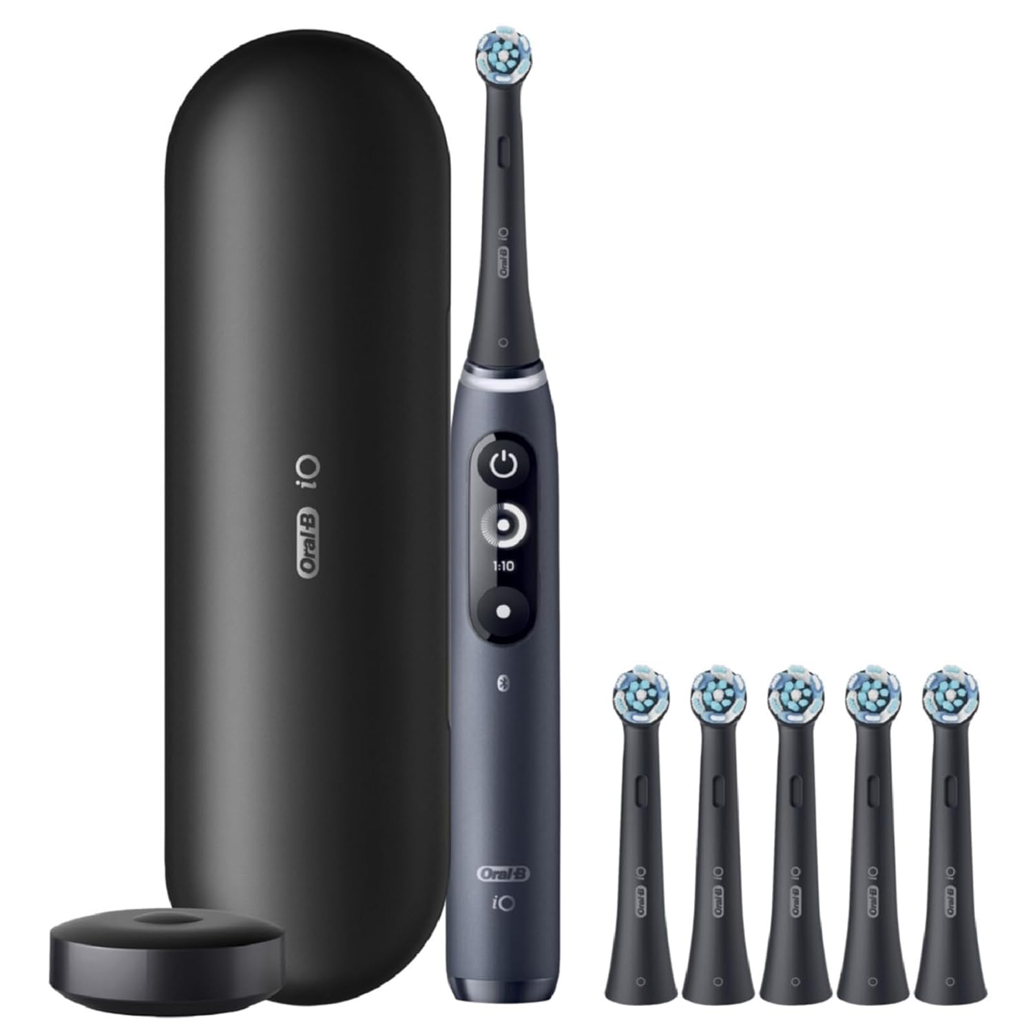 Oral-B iO Series 7 Electric Toothbrush with 5 Replacement Brush Heads, Black Onyx