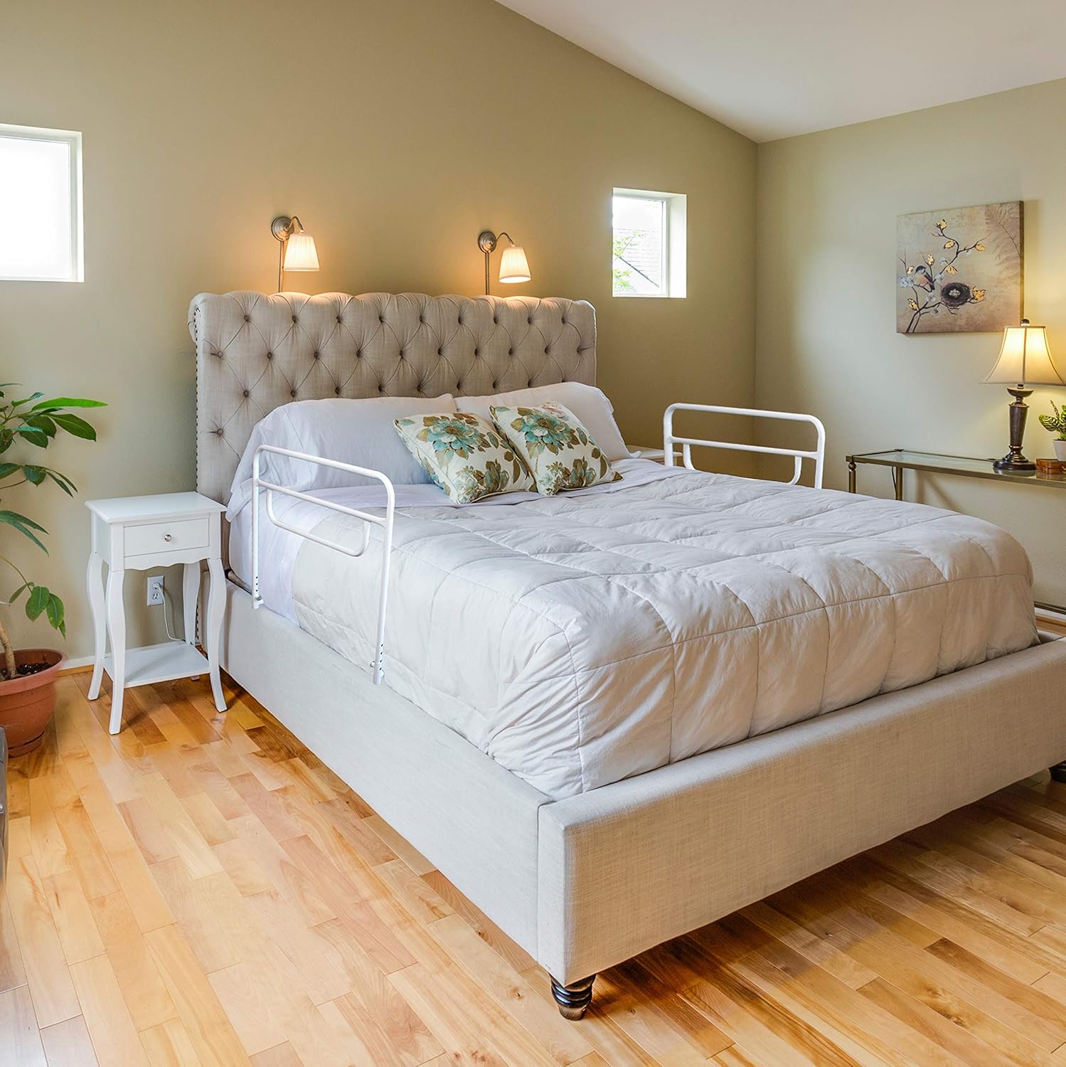 RMS Dual Bed Rail - Adjustable Height Bed Assist Rail, Bed Side Hand Rail - Fits Full & Twin Beds (Dual Hand Rail) Pack of 2