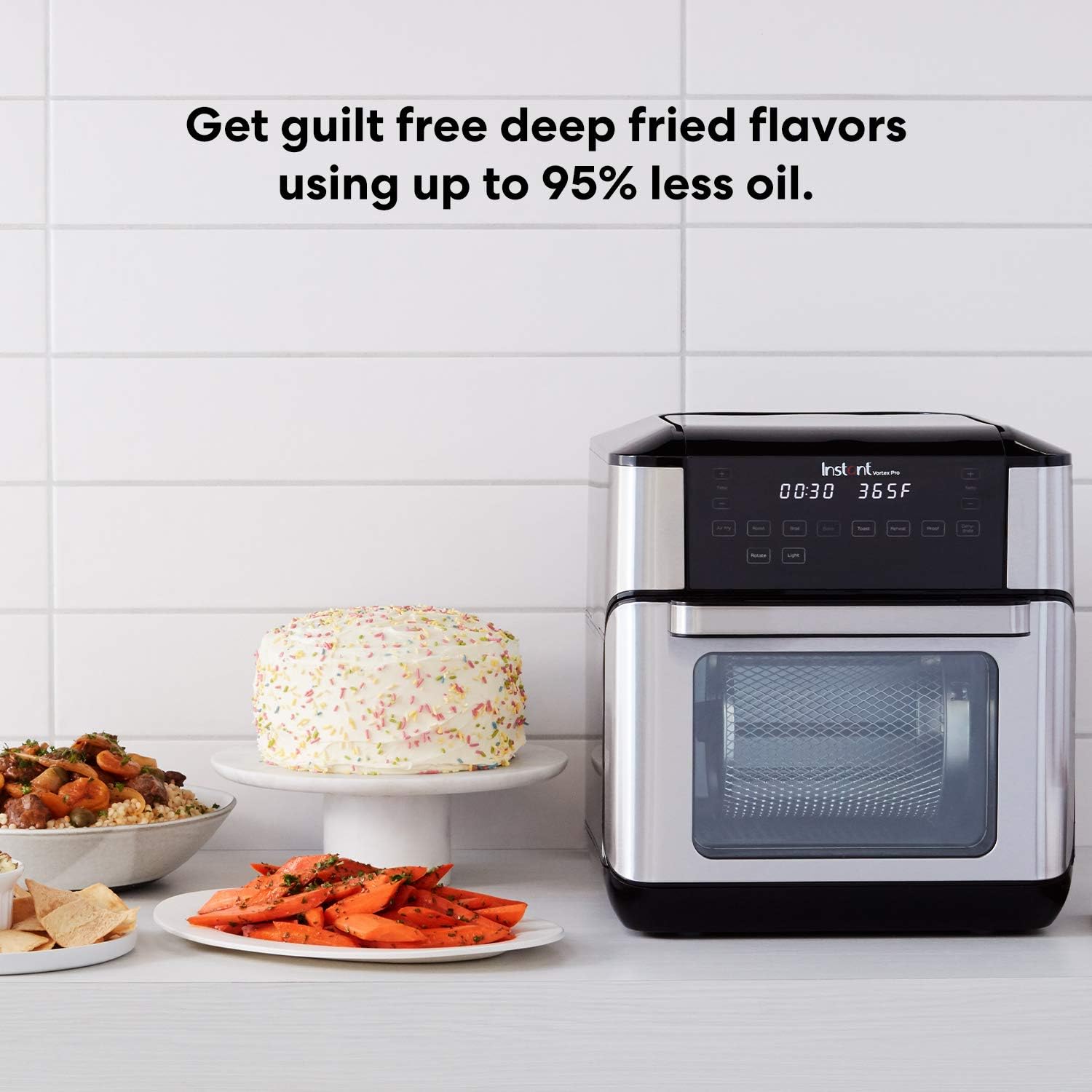 Instant Vortex Pro 10 Quart Air Fryer, Rotisserie and Convection Oven, Air Fry, Roast, Broil, Bake, Toast, Reheat and Dehydrate, 1500W, Stainless Steel and Black