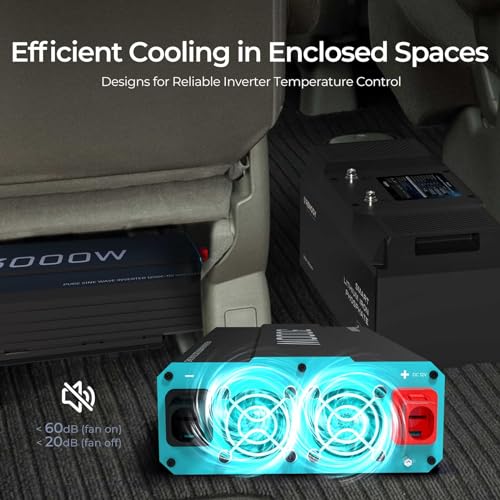 Renogy Inverter PUH, 3000W Pure Sine Wave Power Inverter with UPS Transfer Switch & Bluetooth, 12V DC to 120V AC Converter for RV, Truck, Home,Camping - 6000W Surge Power, Remote Monitoring