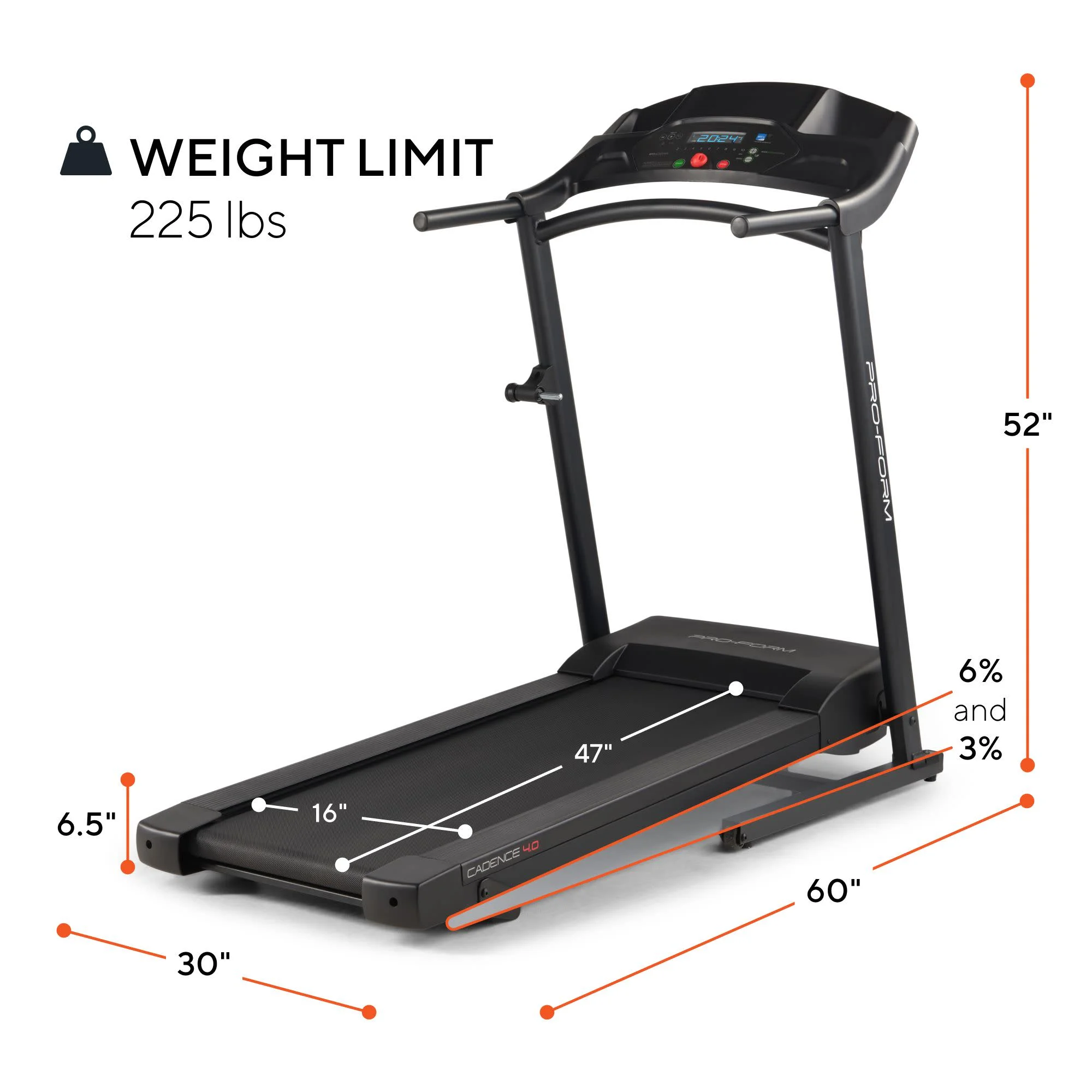 ProForm Cadence 4.0; Treadmill for Walking and Running with 5” Display and SpaceSaver Design