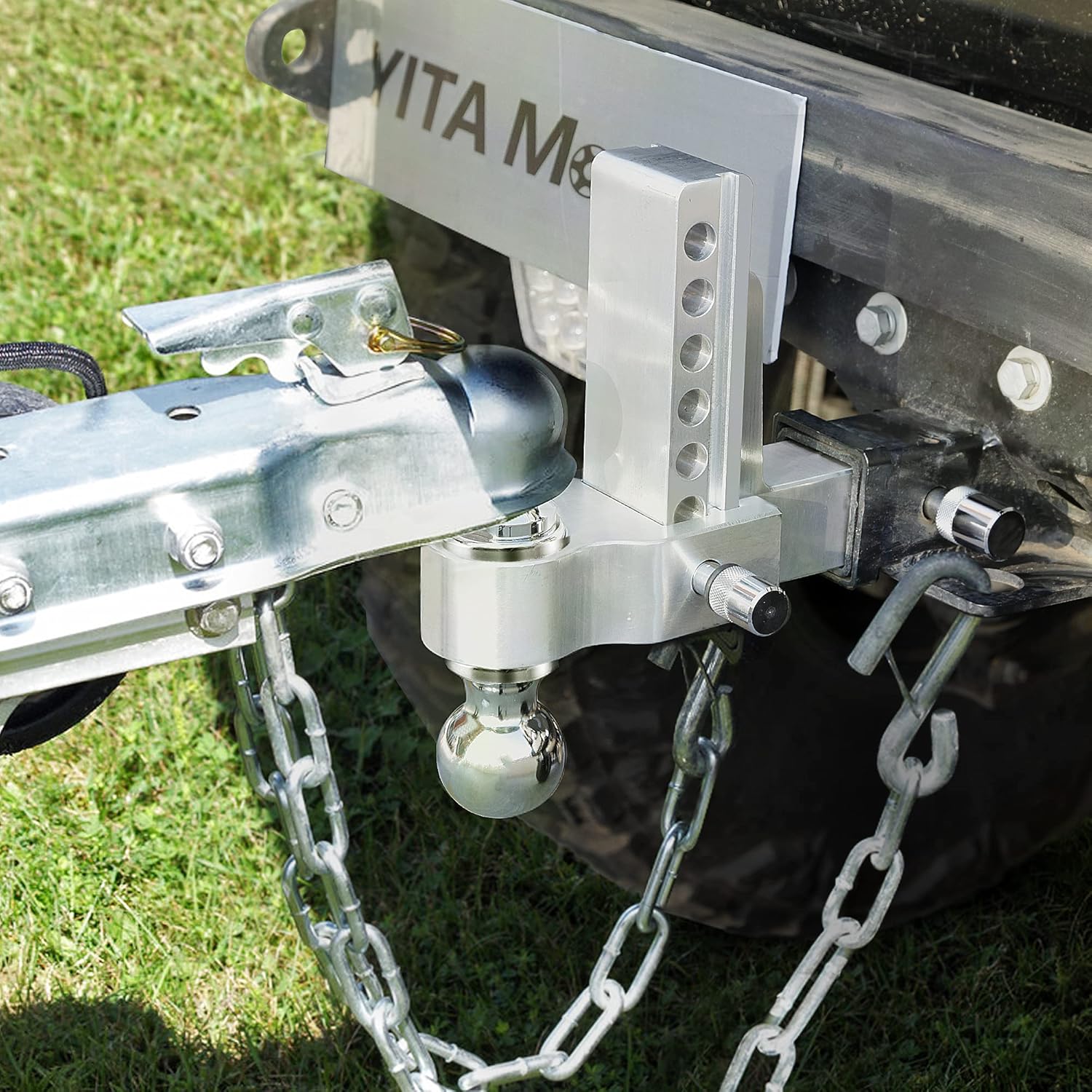 YITAMOTOR Adjustable Trailer Hitch Ball Mount, Fits 2.5-Inch Receiver, 6-Inch Drop Hitch w/Forged Aluminum Shank, 2-Inch and 2-5/16-Inch Combo Stainless Steel Tow Balls with Double Pin Key Locks