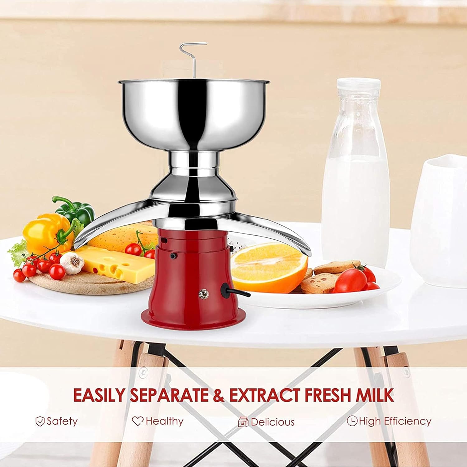 Electric Cream Separator Stainless Steel 50L/H - Turn Raw or Whole Milk into Cream and Skim Milk with Milk Cream Centrifugal Separator - Ideal for Goat and Cow Milk