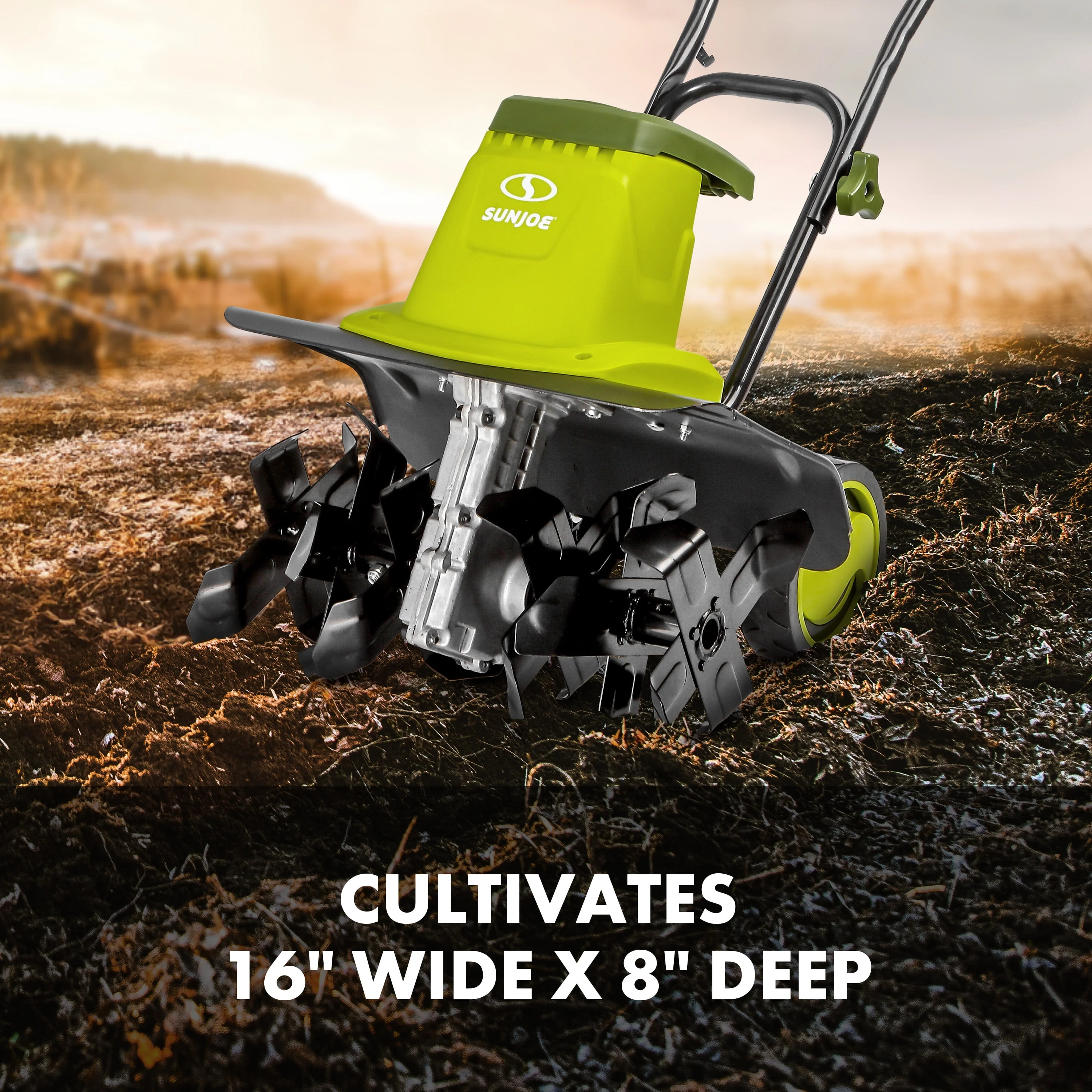 Sun Joe Electric 16-inch Garden Tiller + Cultivator, 12-Amp, 3-Position
