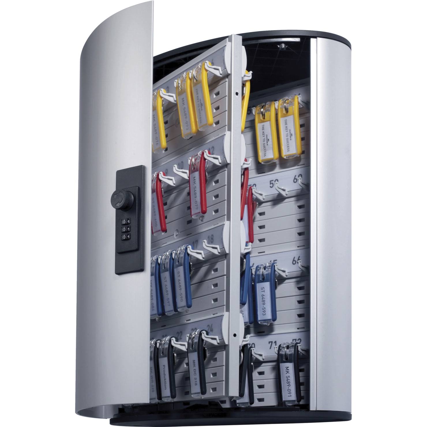 Durable - Locking Key Cabinet, 72-Key, Brushed Al