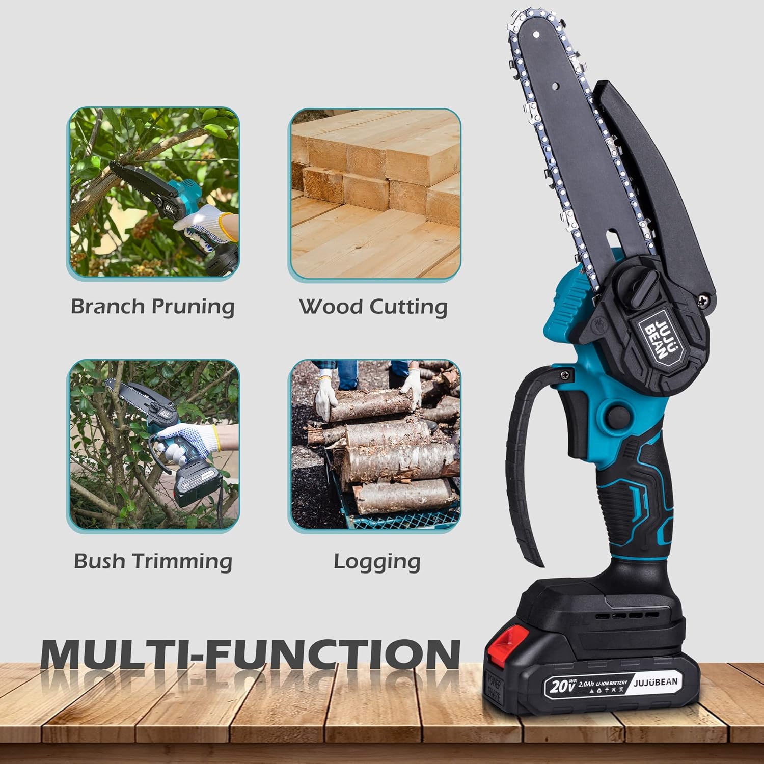 Mini Chainsaw 6 Inch Cordless, Battery Chainsaw with Charger, Handheld Chainsaw of Lightweight, Electric Chainsaw as Tree Trimmer Branch Cutter (2 Rechargeable Batteries Included)