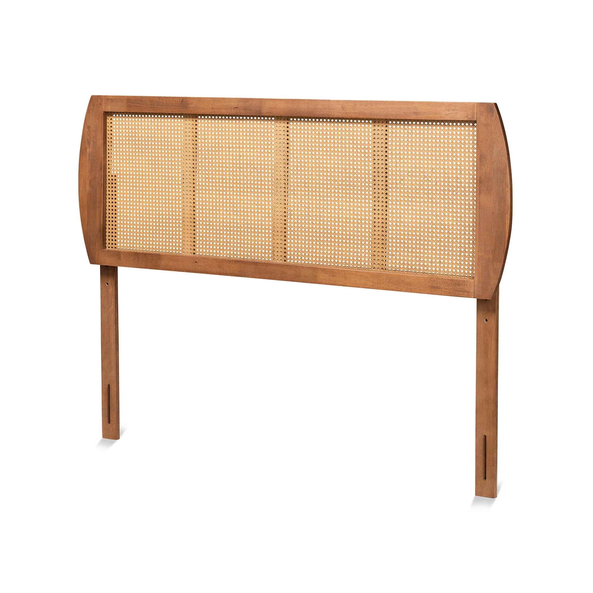 Baxton Studio Harris Ash Walnut Wood and Synthetic Rattan Headboard King