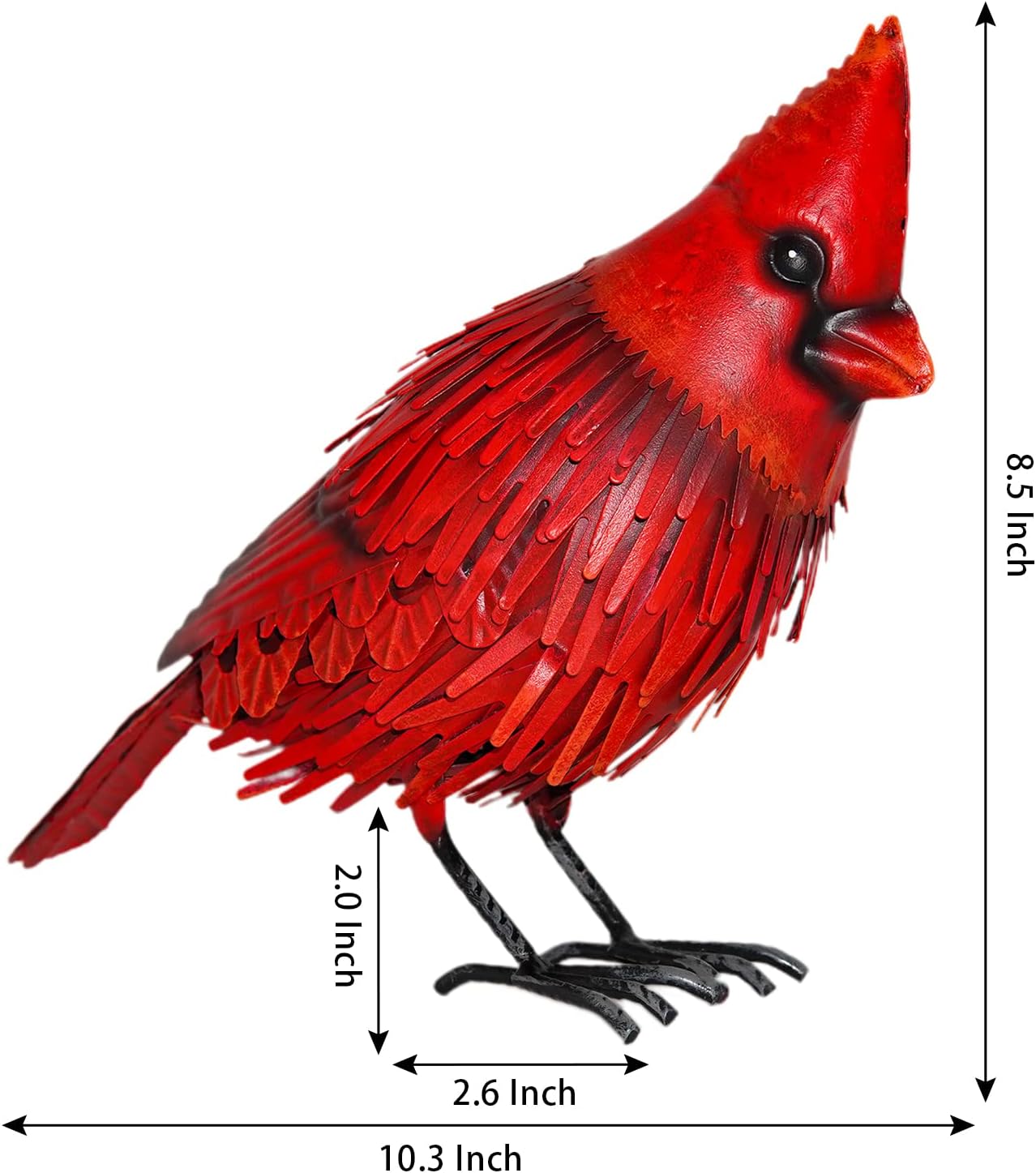 Metal Cardinal Garden Decor Outdoor, Creative Large Red Bird Statue Yard Ornament, Cardinal Garden Decorations Yard Art for Patio Lawn Pathway Courtyard Vacation Holiday Collectible
