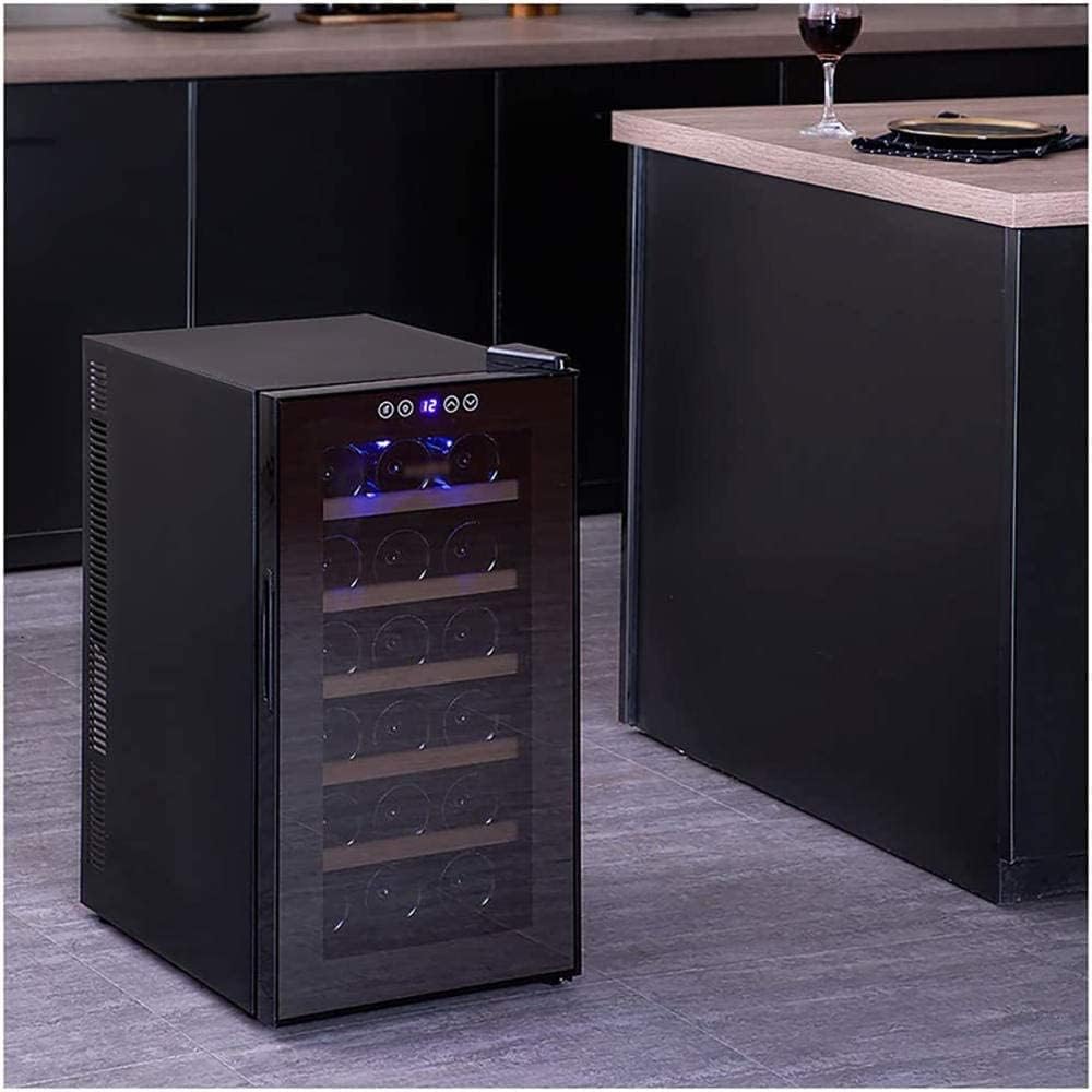 Wine Cooler 18 Bottle Counter Top Wine Cellar Fridge Small Freestanding Constant Humidity Wine Refrigerator Digital Temperature Display Glass Door Bla