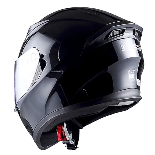 1Storm Motorcycle Full Face Dual Visor Helmet Bundle with Spoiler and Motorcycle Bluetooth Headset: HJK316 Matt Black