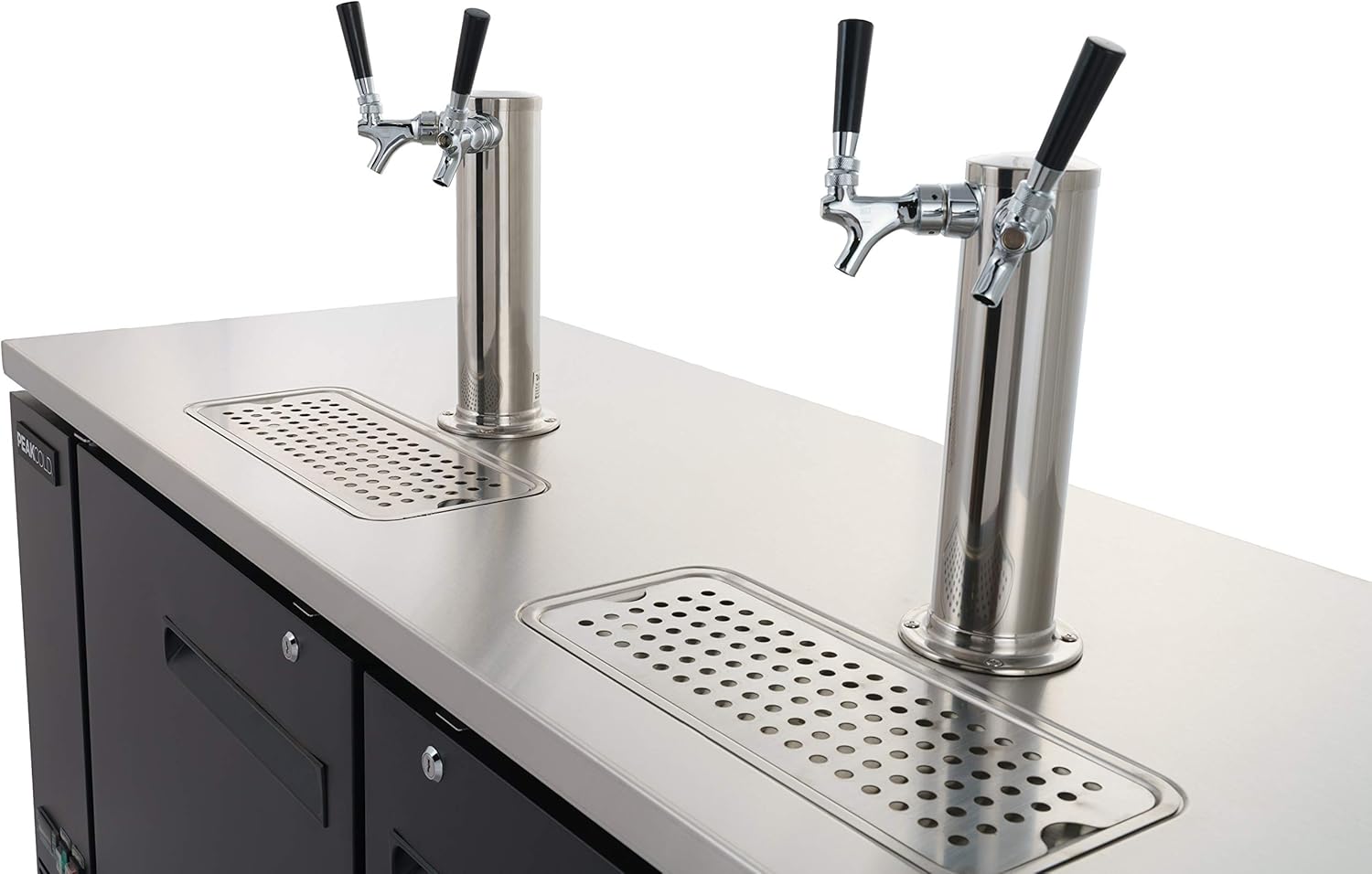 2 Door, 4 Tap Commercial Beer Dispenser - Double Tower Keg Cooler - Kegerator; 60" W
