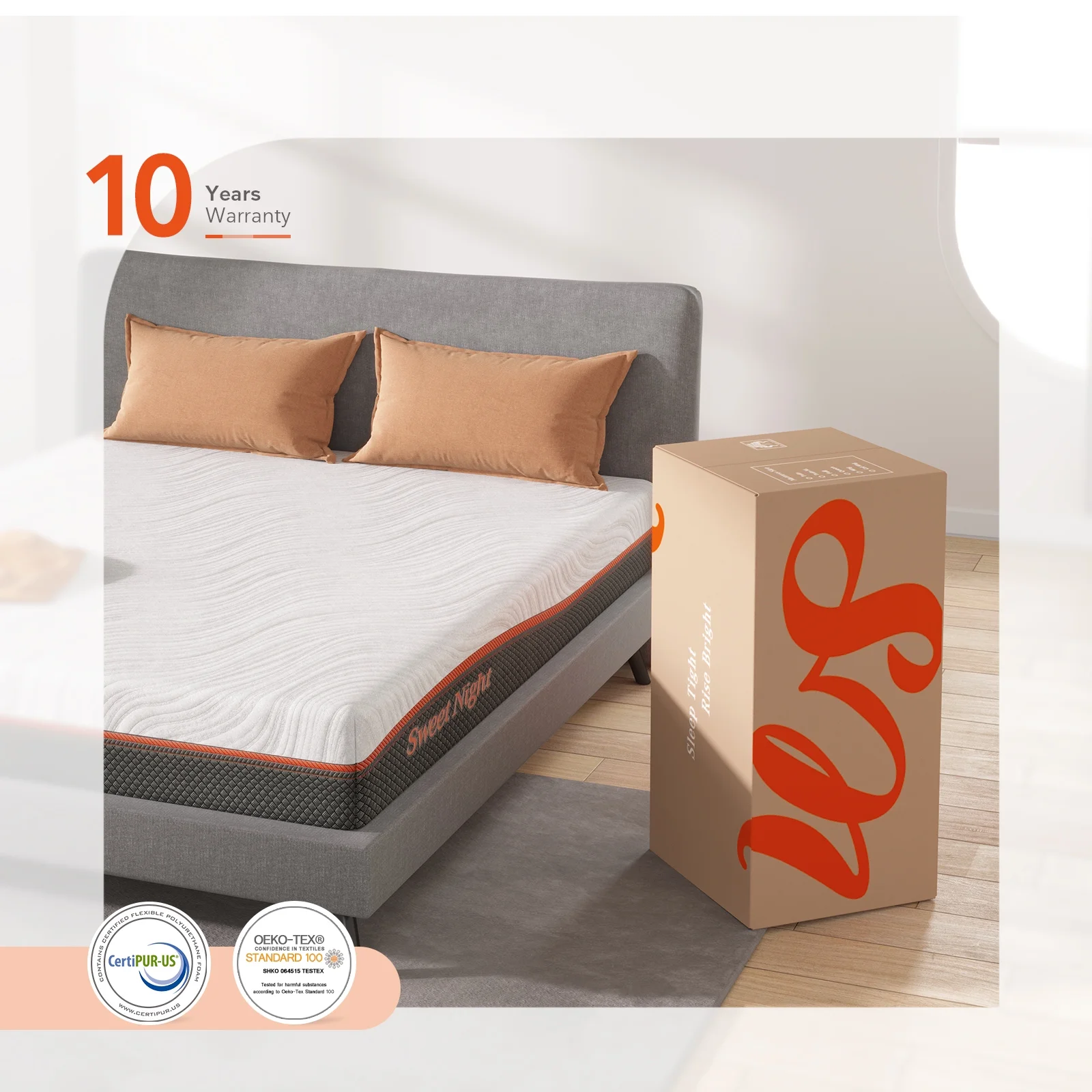 Sweetnight 10" Hybrid of Gel Memory Foam Mattress, Pocket Spring Mattresses in a Box, Queen
