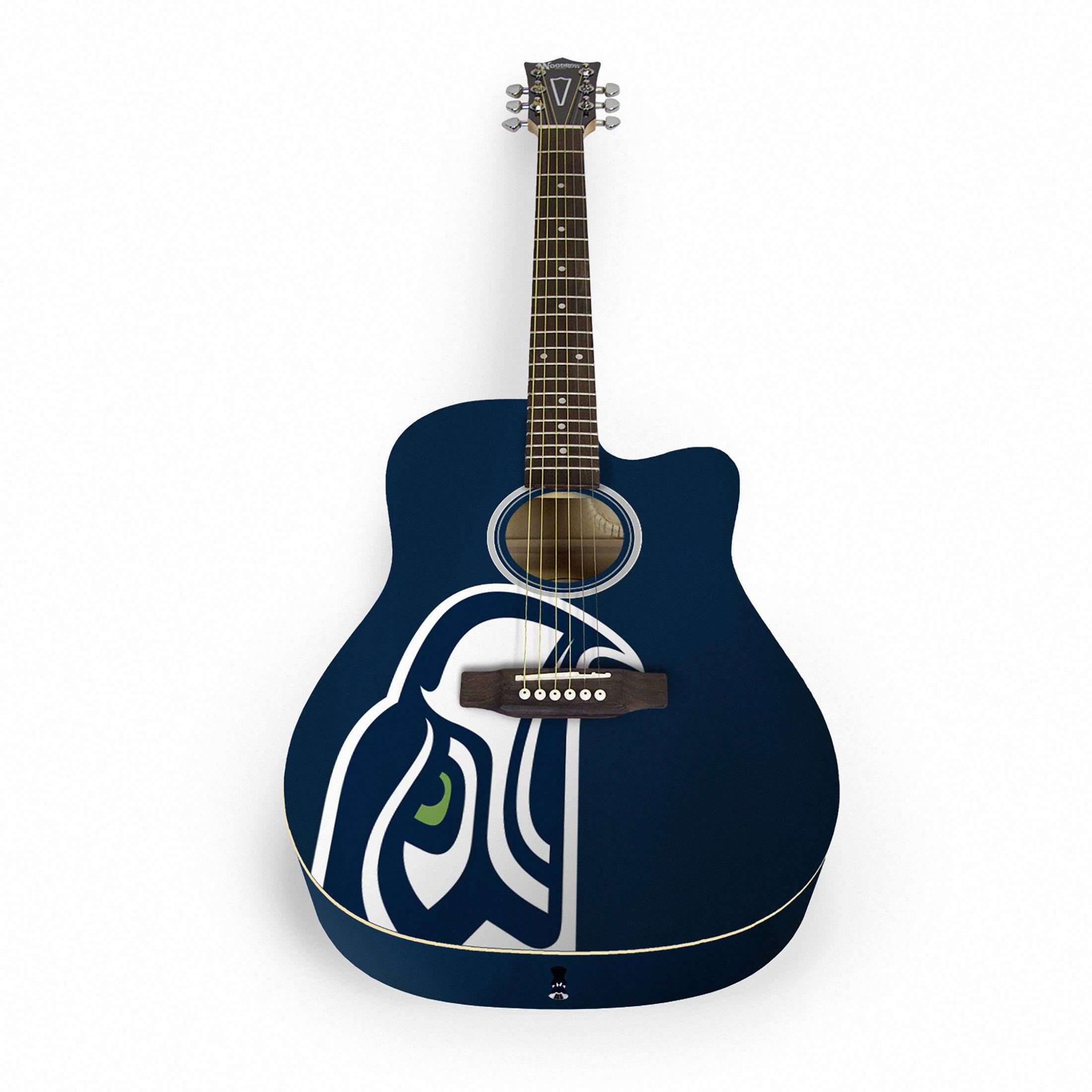 Woodrow Seattle Seahawks - Guitar - acoustic - dreadnought cutaway - top: basswood - back: basswood - navy - with case