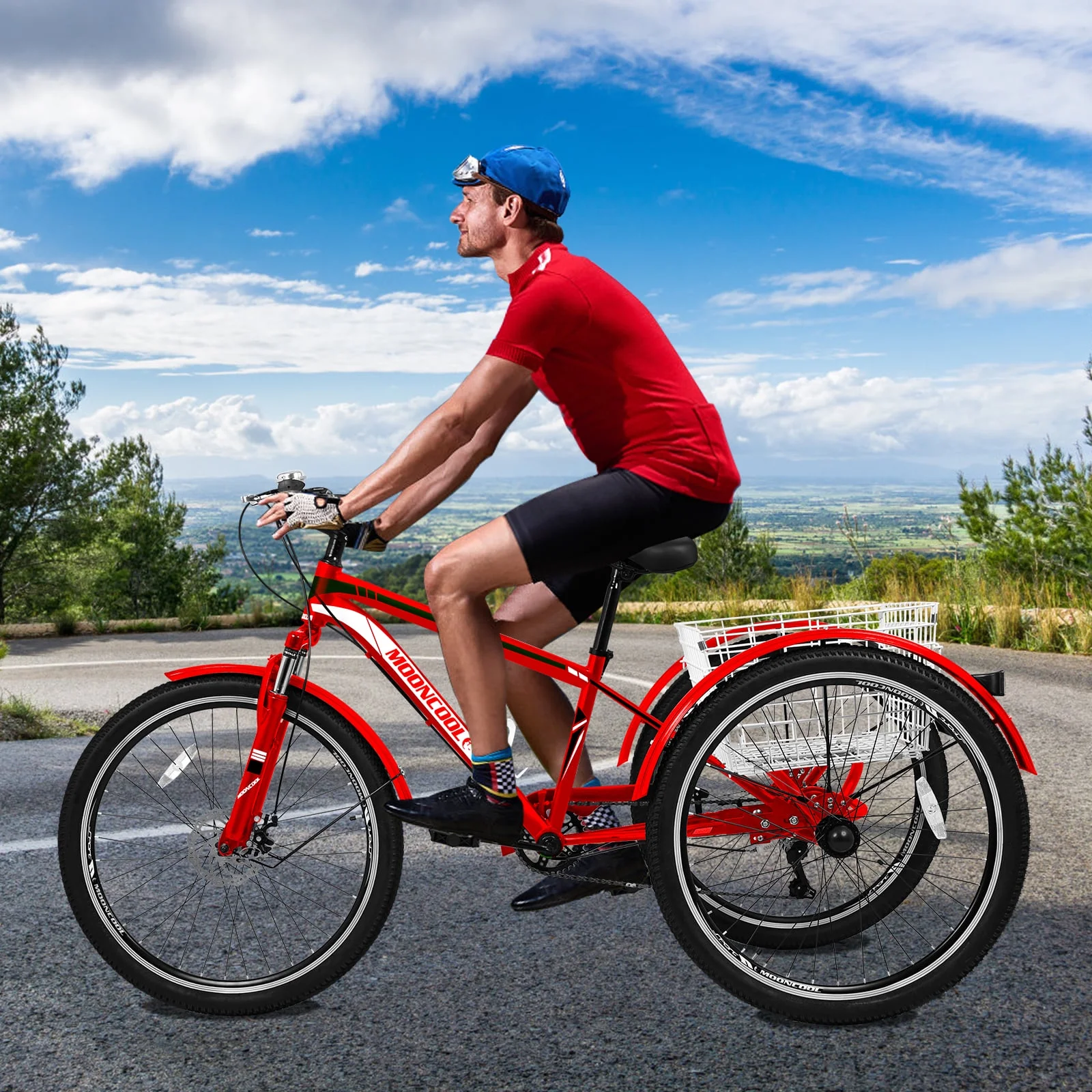 Lilypelle Adult Mountain Tricycle 24/26/27.5 Inch Low step through Mountain Bike Cruiser Trikes for Adults 7 Speed Three Wheel Trike Bike Bicycle with Large Basket