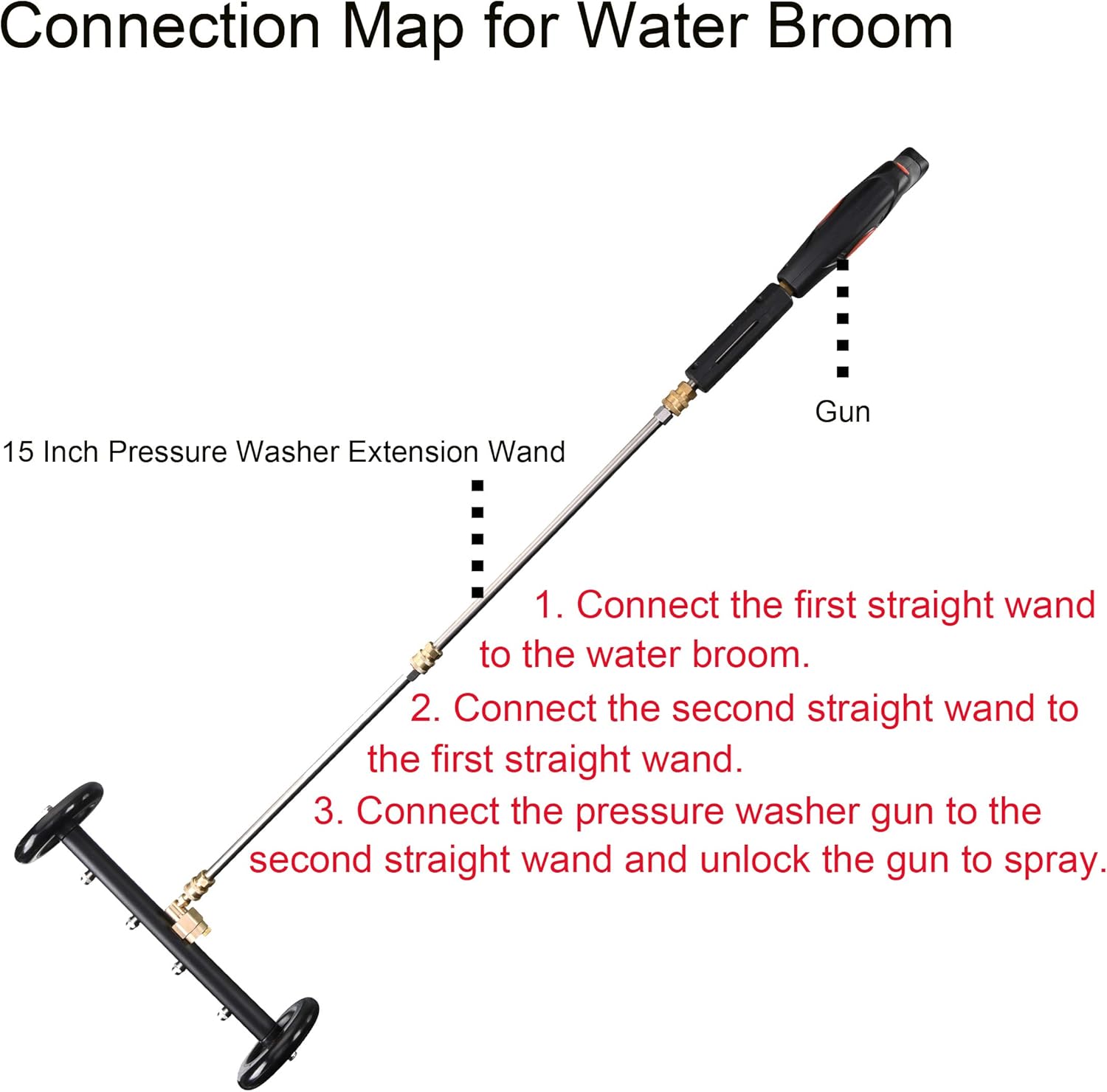 Tool Daily Dual-Function Undercarriage Cleaner,Surface Cleaner for Pressure Washer, 16 Inch, Underbody Car Wash Water Broom with 3 Pieces Extension Wand, 4000 PSI Pack of 2