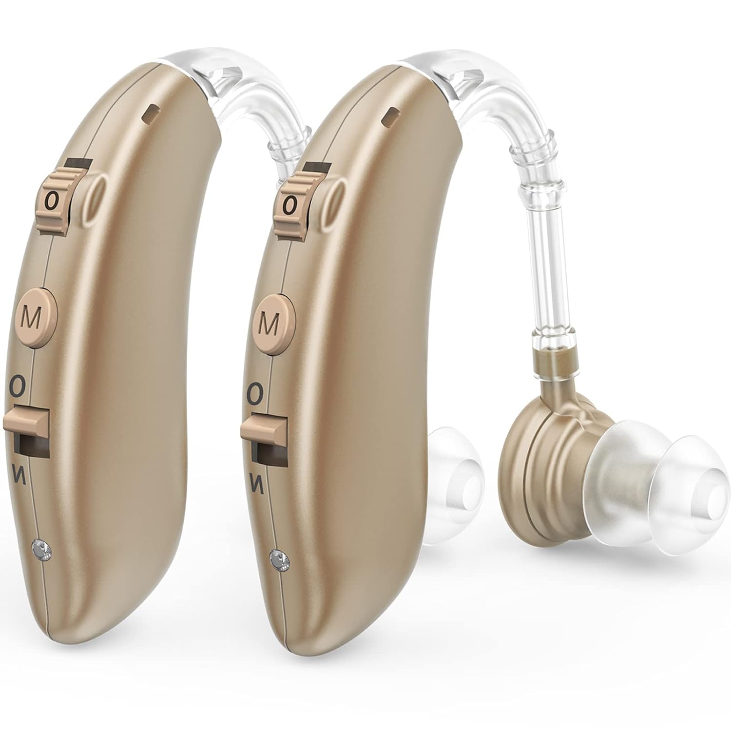 Hearing Aids, Hearing Aid for Seniors Rechargeable with Noise Cancelling Hearing Amplifier for Adults Hearing Loss Digital Ear Hearing Assist Devices with Volume Control (Brown)