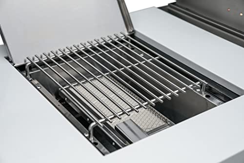 Mont Alpi Black Stainless Steel Gas Outdoor Kitchen Bar Island Grill w/Fridge Cabinet + Infrared Side & Rear Burner