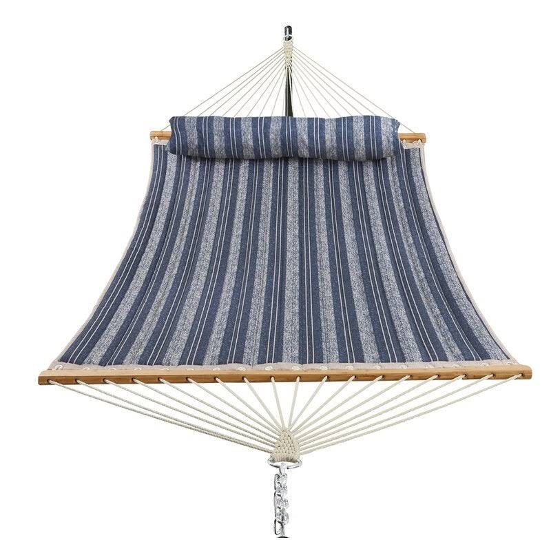 UPHA 11 ft. Padded Hammock with Spreader Bar Hammock - Blue Stripe