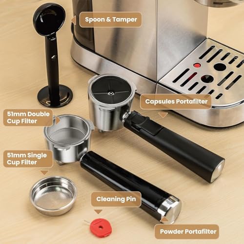 Gevi Espresso Expresso Machine 20 Bar with Auto Milk Frother, Professional Espresso Maker with Steam Wand, Compact Stainless Steel Cappuccino & Latte Machine, Gift for Coffee Lover, Home Baristas