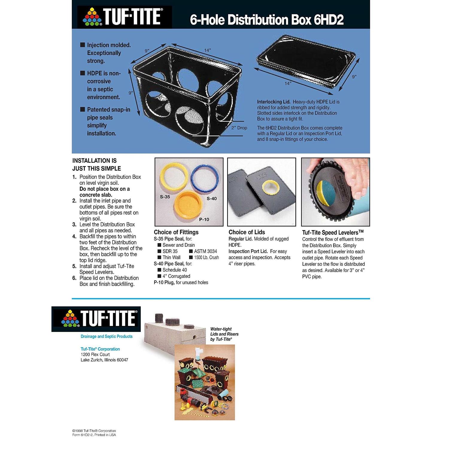 Tuf-Tite 6 Hole Drain Distribution Box with Lid and Seals - Shop Hardware Tools Online Store