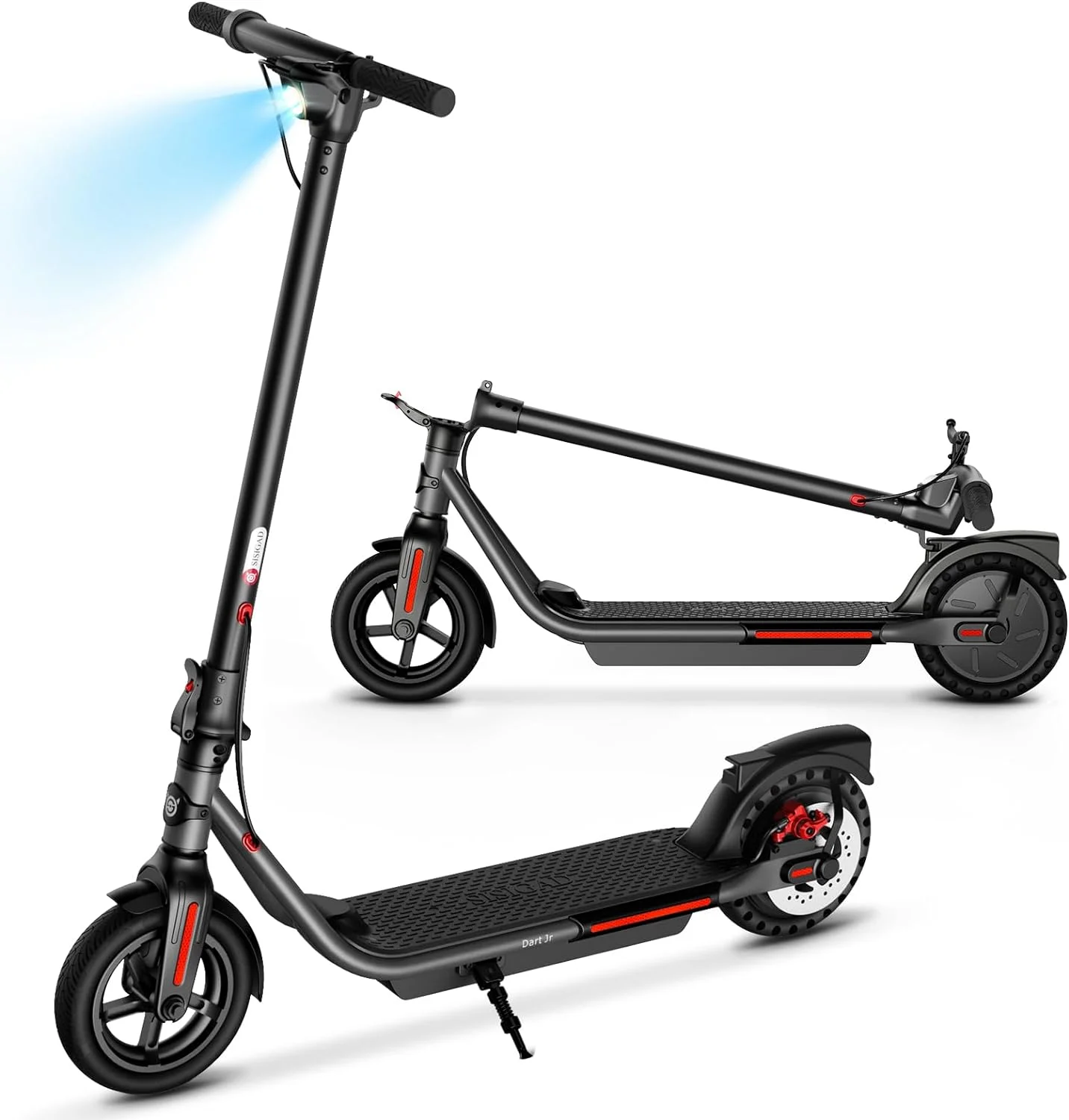 SISIGAD Electric Scooter for Adults, B15 Dart Jr 300W Folding Commuting Kick Scooter with Double Braking System, 8.5" Solid Tires, 19Mph Speed, 15 Miles Long Range
