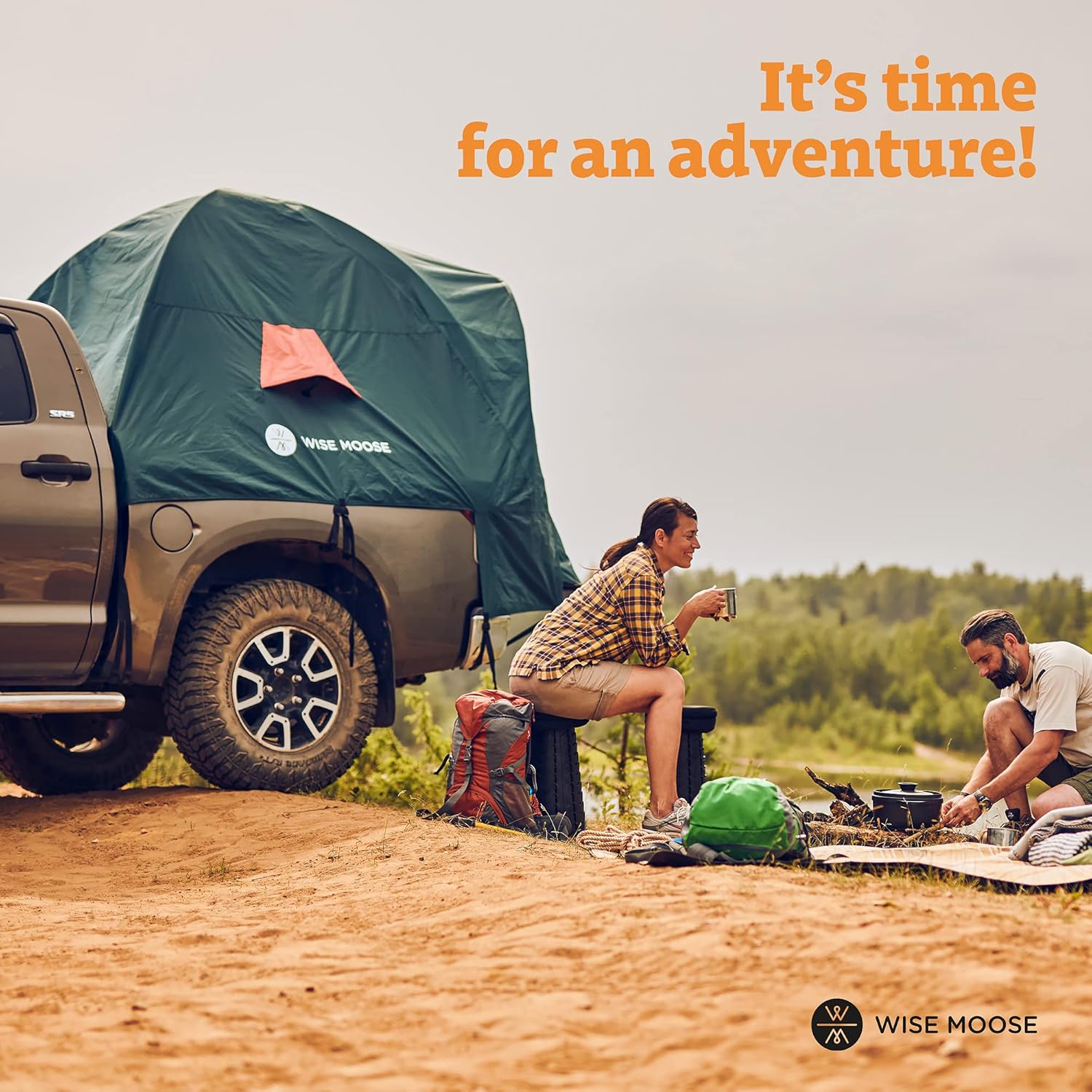 WISE MOOSE Truck Bed Tent - Fits 6.2-6.5 ft Truck Tents for Camping, Waterproof & Windproof Pickup Truck Tent 6.5 Foot Bed, Sturdy Truck Bed Camper Shell with Carry Bag