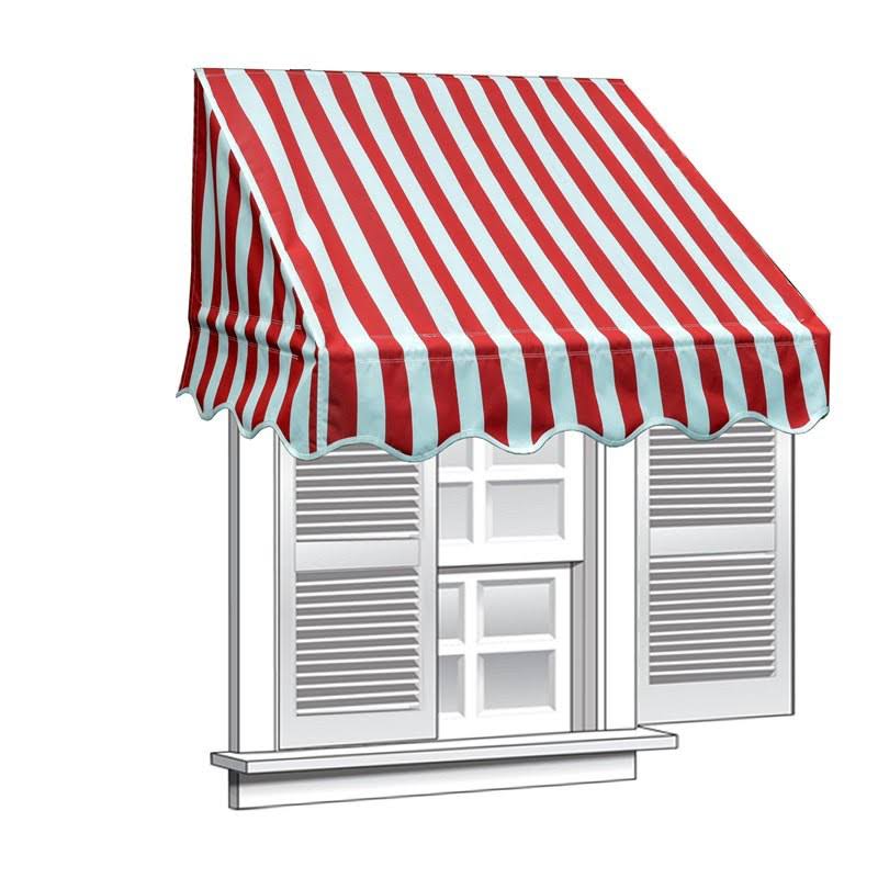 Aleko 8& x 2& Window Awning Door Canopy, Red and White Stripes