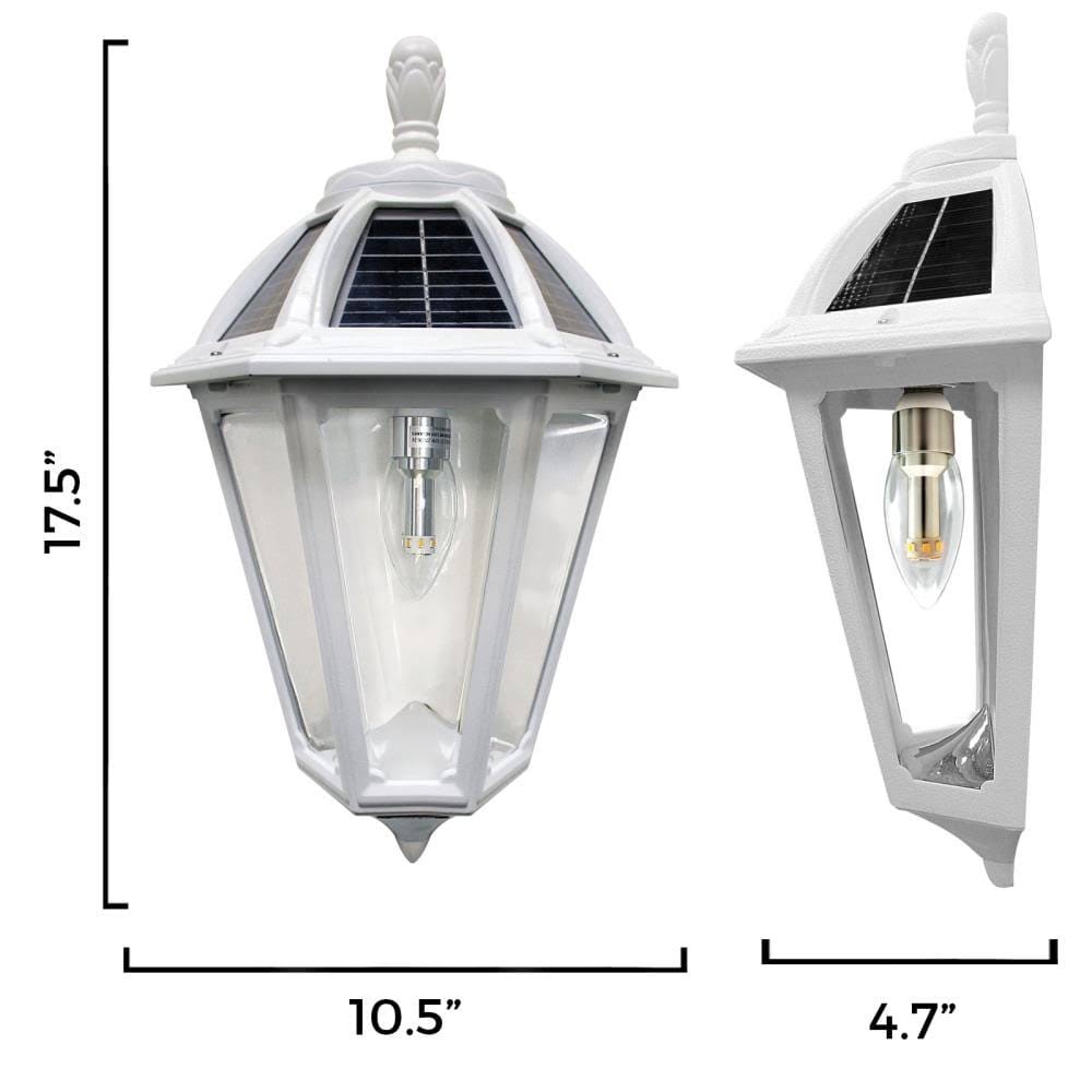 Gama Sonic 179210 Polaris Solar Sconce with GS Solar LED Light Bulb - White Finish