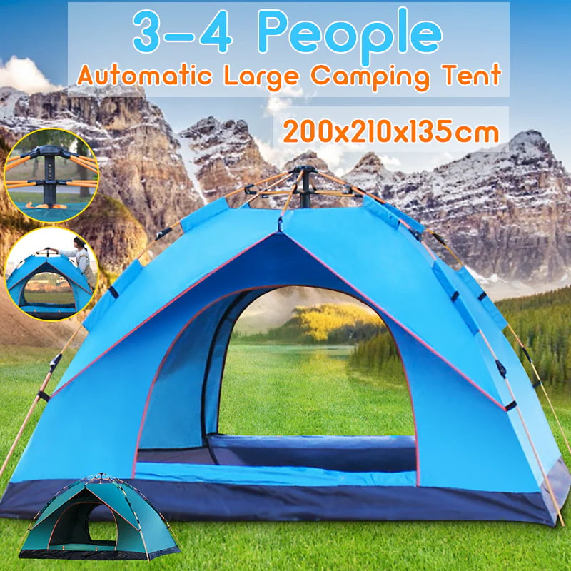 Pop Up Tent Family Camping Tent 3-4 People Person Tent Portable Instant Tent Automatic Tent Waterproof Windproof for Camping Hiking Mountaineering