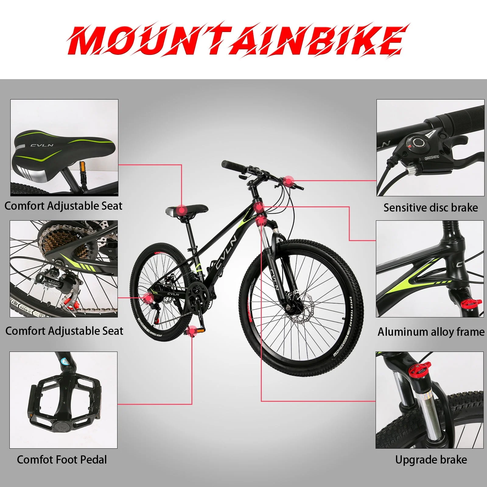 Guzom Adult Mountain Bikes- Mountain Bike, 26 inch 21 Speed Road Bike for Adults Men and Womenk