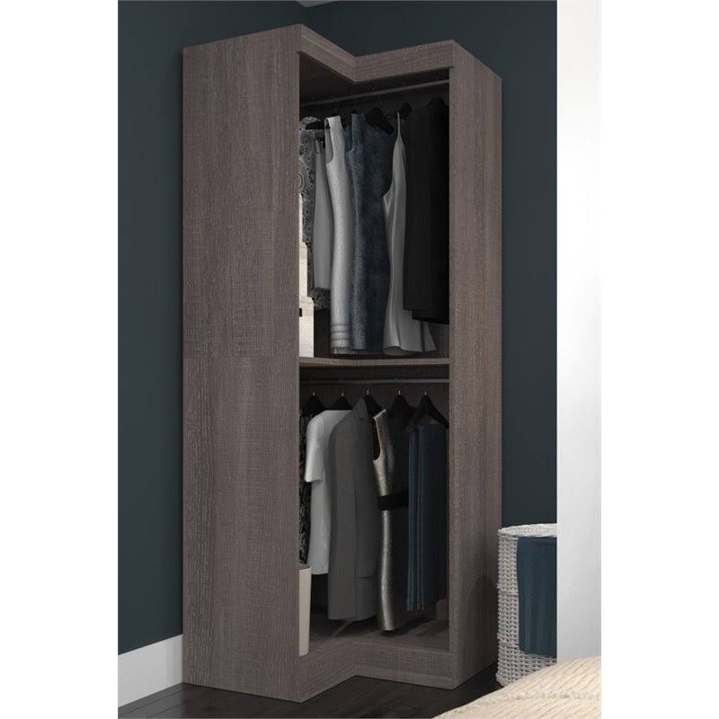 Bestar Corner Closet Storage Unit, Bark Gray