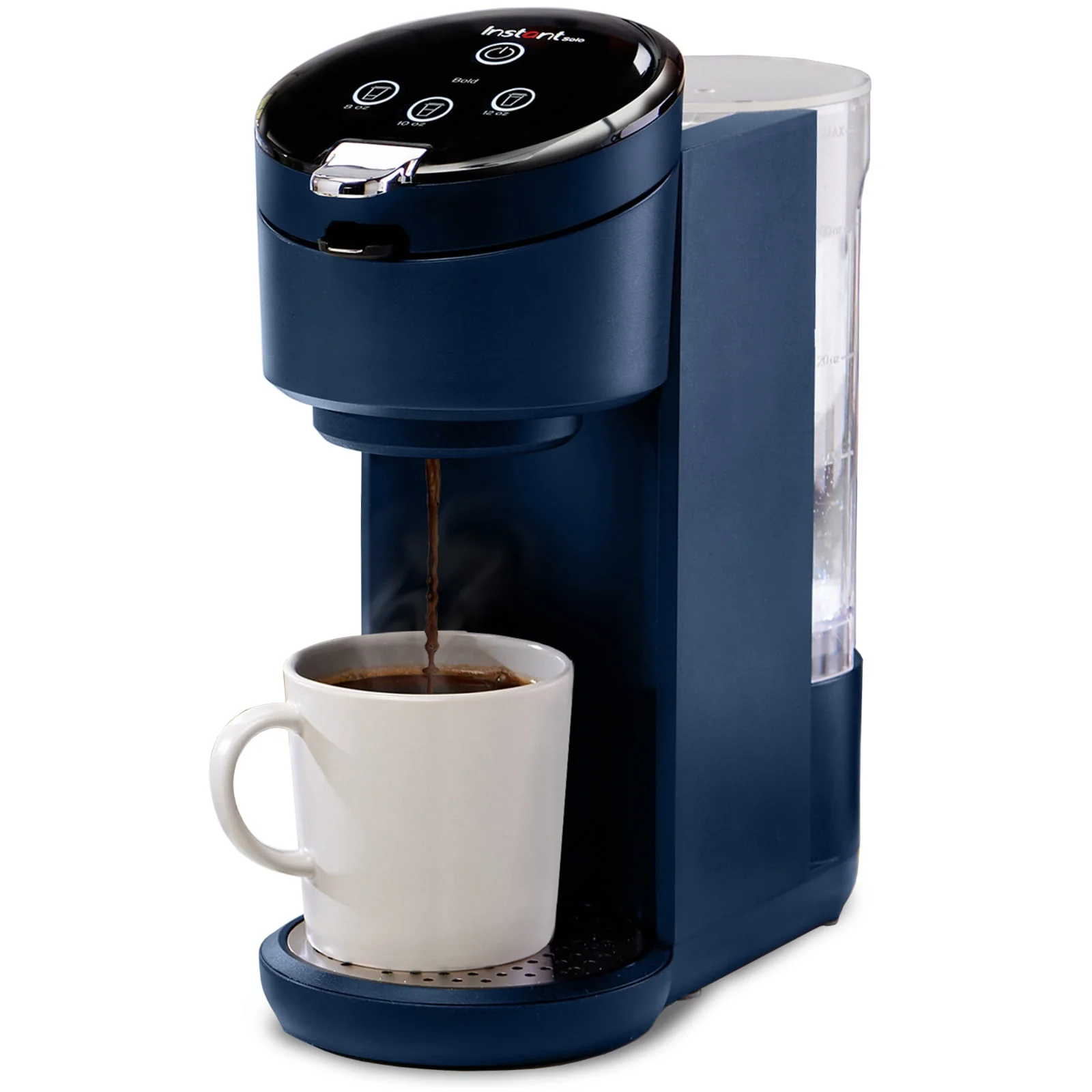 Instant Solo 2-in-1 Single Serve Coffee Maker for Ground Coffee or K-Cup Pods with 3 Brew Sizes, Maroon Red