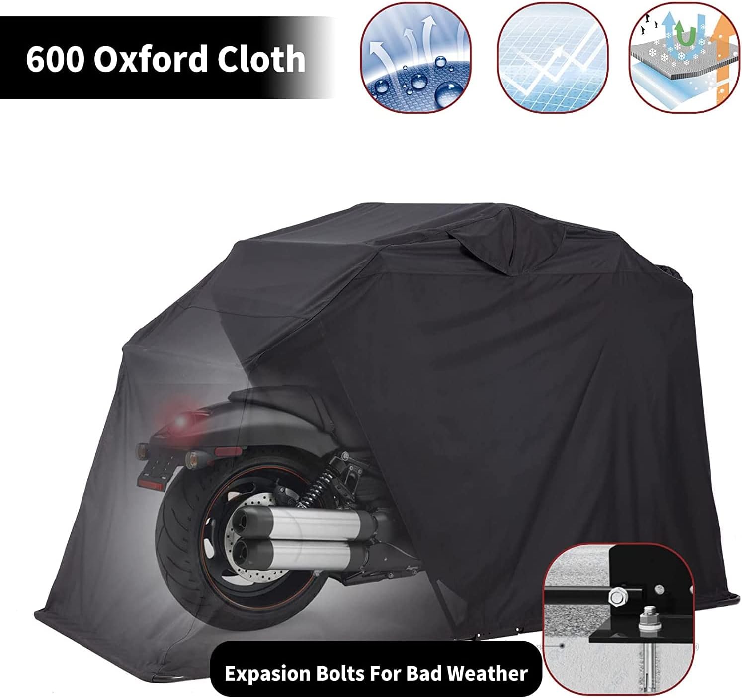 YOLENY Heavy Duty Motorcycle Shelter, Motorcycle Tent, Motorcycle Storage Sheds, Strong Frame Oxford Motorcycle Shed, 106" Motorcycle Cover Waterproof Outdoor, with Carry Bag