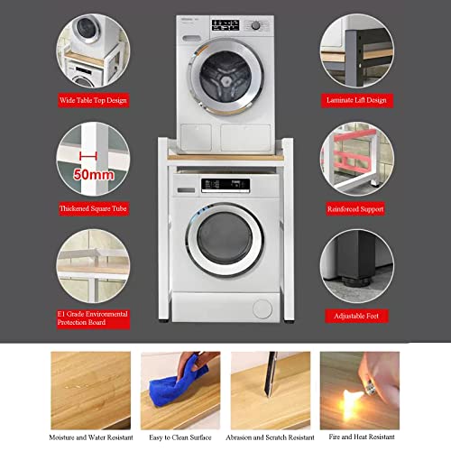 Laundry Space with Stackable Washer and Dryer Stand - 400KG Portable Rack for Over Washer Storage - Adjustable Front Load Kit