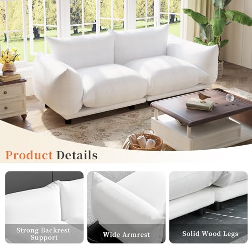 Modern Cloud Sectional Sofa,3 Seater Chaise Lounge with 3 Lumbar Pillows,Modular Furniture Couch,for Living Room,Bedroom,Office,Apartment,Beige
