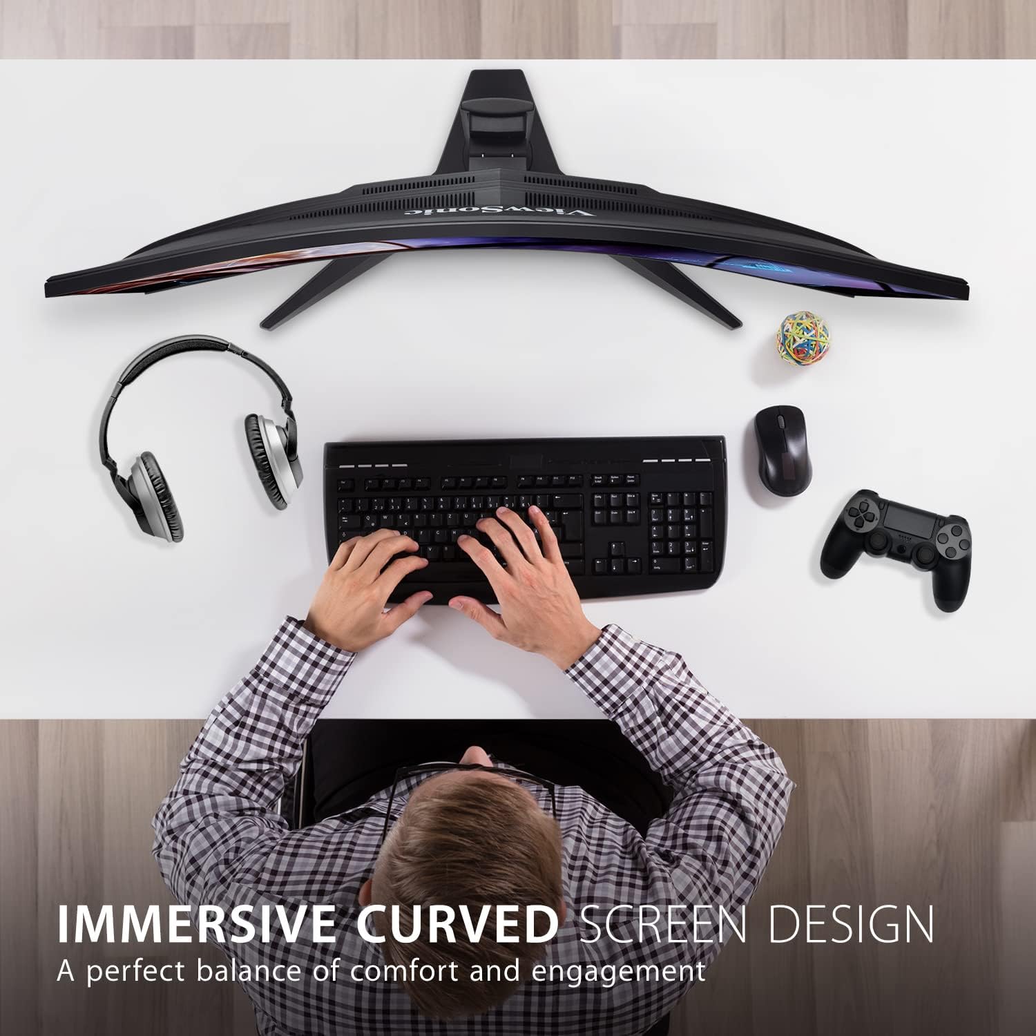 ViewSonic OMNI VX3418-2KPC 34 Inch Ultrawide Curved 1440p 1ms 144Hz Gaming Monitor with Adaptive Sync, Eye Care, HDMI and Display Port, Black