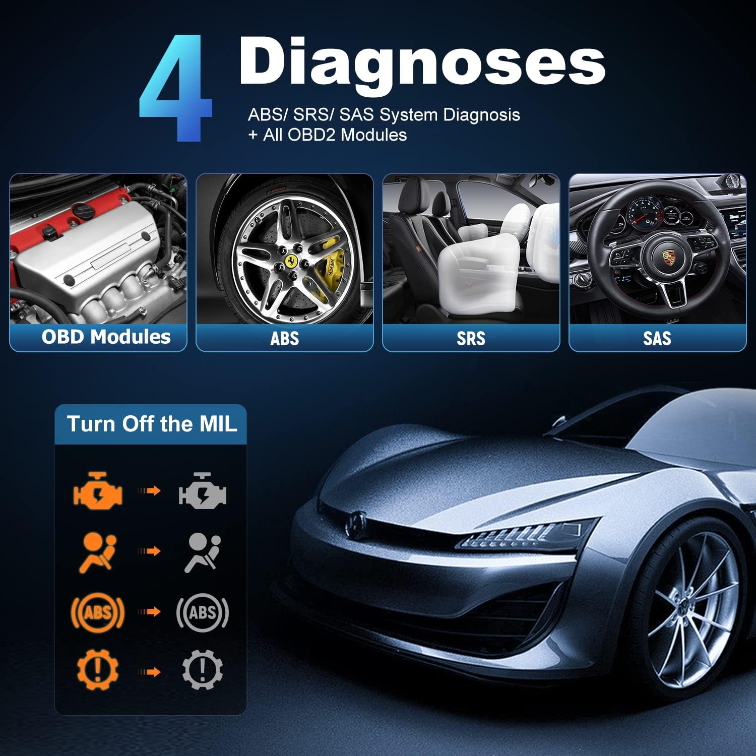 FOXWELL NT630 Plus OBD2 Scanner ABS SRS Bidirectional Scan Tool ABS Auto Bleed, SAS Airbag Code Reader Car Diagnostic Tool with ABS Airbag Light Reset Tool & SAS Calibration