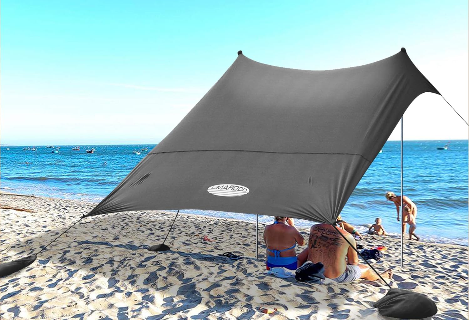 UMARDOO Family Beach Shade with 2 Aluminum Poles, Pop Up Beach Tent with Carrying Bag