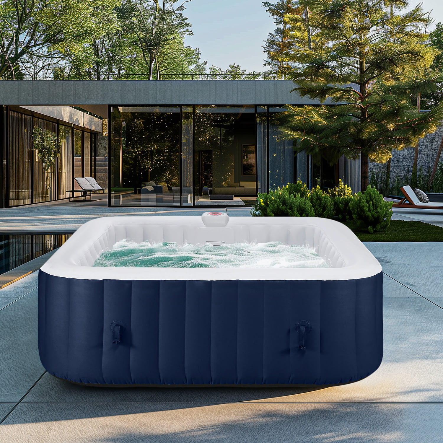 Upgraded Inflatable Hot Tub, Seizeen 6 Person Hot Tub with Hidden Pump, Portable Spa Tub Outdoor Indoor Use w/130pcs Jet, Lockable Cover, Storage Bag, Cover, 240gal