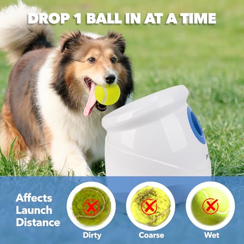 Automatic Ball Launcher for Large Dogs, with 6pcs Tennis Balls(2.5'') Dog Ball Thrower Machine for Pet Indoor/Outdoor Interactive Throwing Game for Large Breed Dog