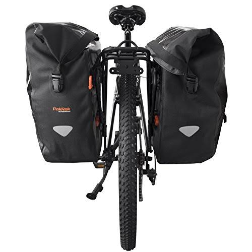 Ibera Bike Pannier Bag - PakRak Clip-On Quick-Release Waterproof Bicycle Panniers (Pair) (Black)