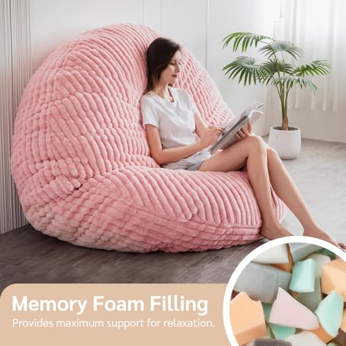 BYBYME 3 in 1 Bean Bag Chairs, Bean Bag Bed for Adults High-Density Foam Filling, Convertible Sofa Bed Faux Fur, Giant Bean Bag Chairs for Adults