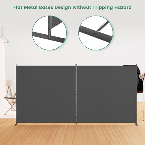 Helios&Hestia 8-Panel 6 ft Tall Indoor Folding Room Divider, Portable Privacy Screen, Freestanding Partition Separator, Temporary Wall Separation for Bedroom, Office, 160" W X 71" H, Dark Grey