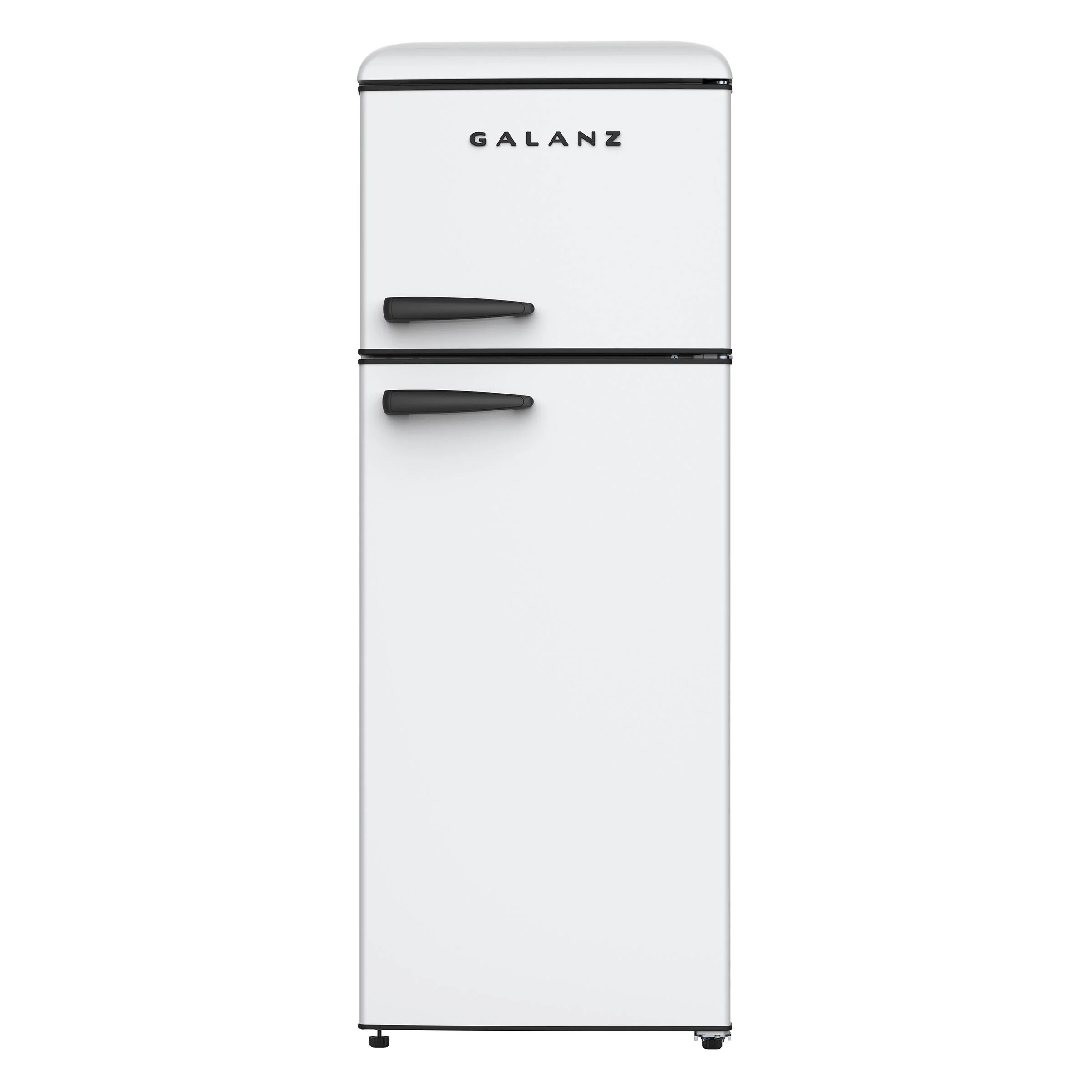 GALANZ 22 IN 7.6 CU FT. WHITE COUNTER DEPTH RETRO TOP MOUNT REFRIGERATOR WITH MATTE BLACK HARDWARE -