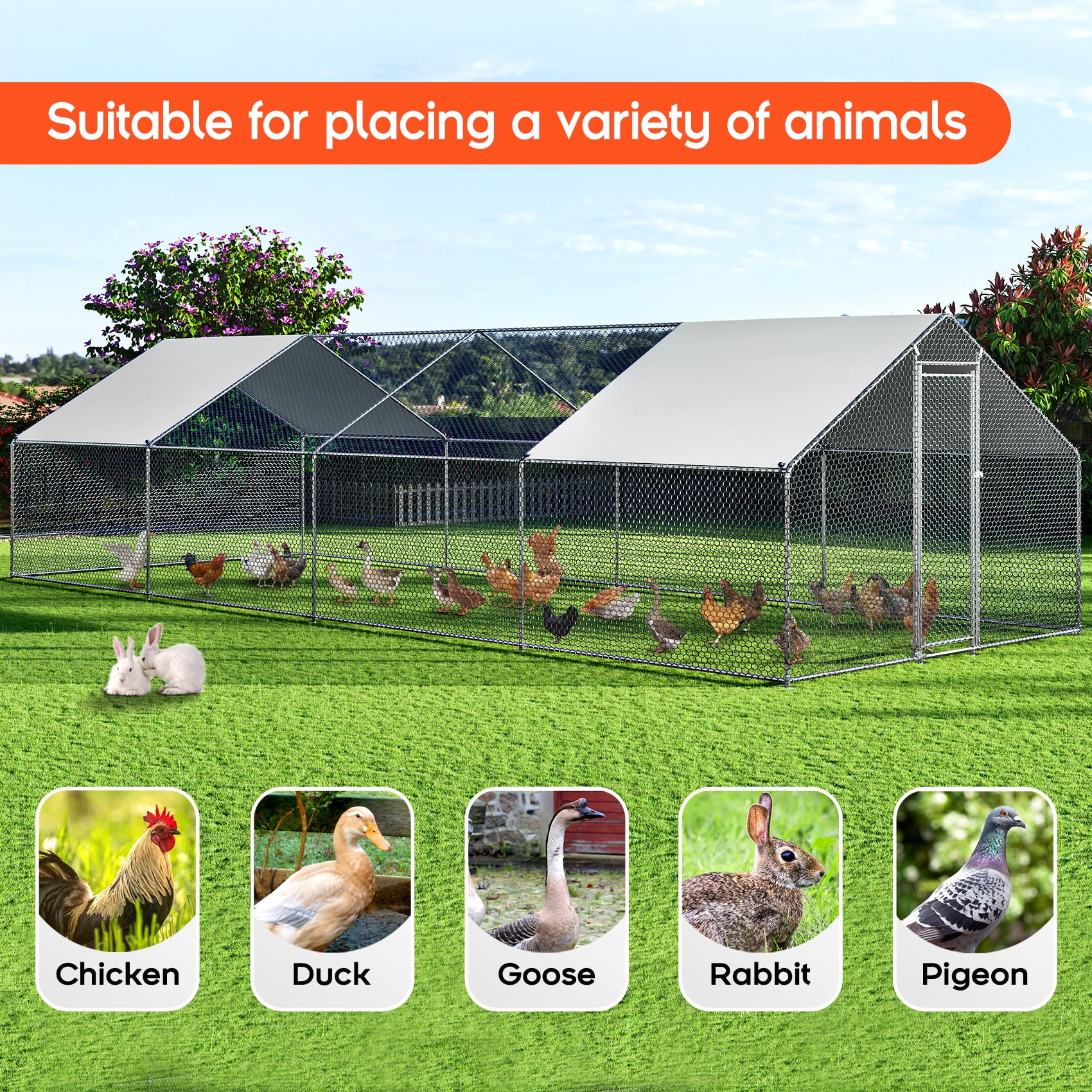 TC-HOMENY 27x10ft Large Walk in Chicken Coop Backyard or Farm Chicken Pen Pets Run House Poultry Cage - Curated Treasures Market