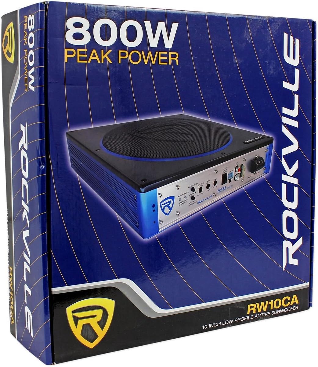 Rockville RW8CA 8 600 Watt Low Profile Under-Seat Active Powered Car Subwoofer