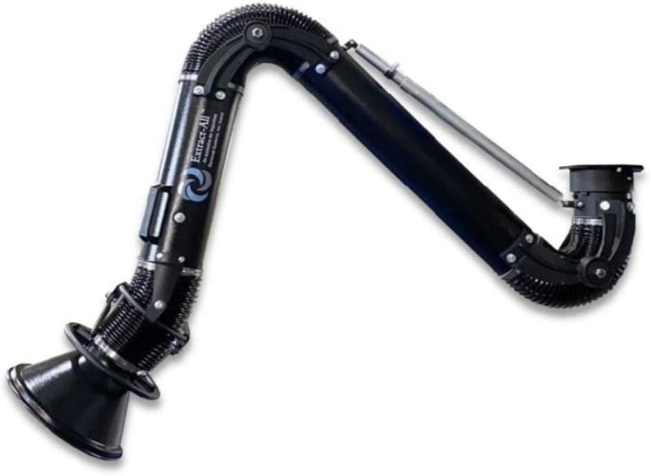 Wall-Mounted Dust Absorber for Air Purification, Expanded Diameter Capture Hood Welding Fume Extraction and Source Capture Arm Smoke Absorber with 180° Arm Swing (Black, 8"x10")