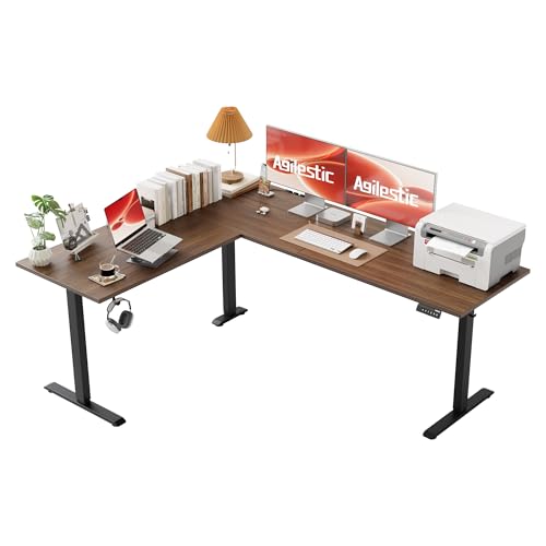 Agilestic L Shaped Electric Standing Desk with 2 Drawers, 63 Inch Ergonomic Adjustable Height Desk with Storage, Corner Desk Sit Stand up Computer Table for Work Office Home, Rustic Brown