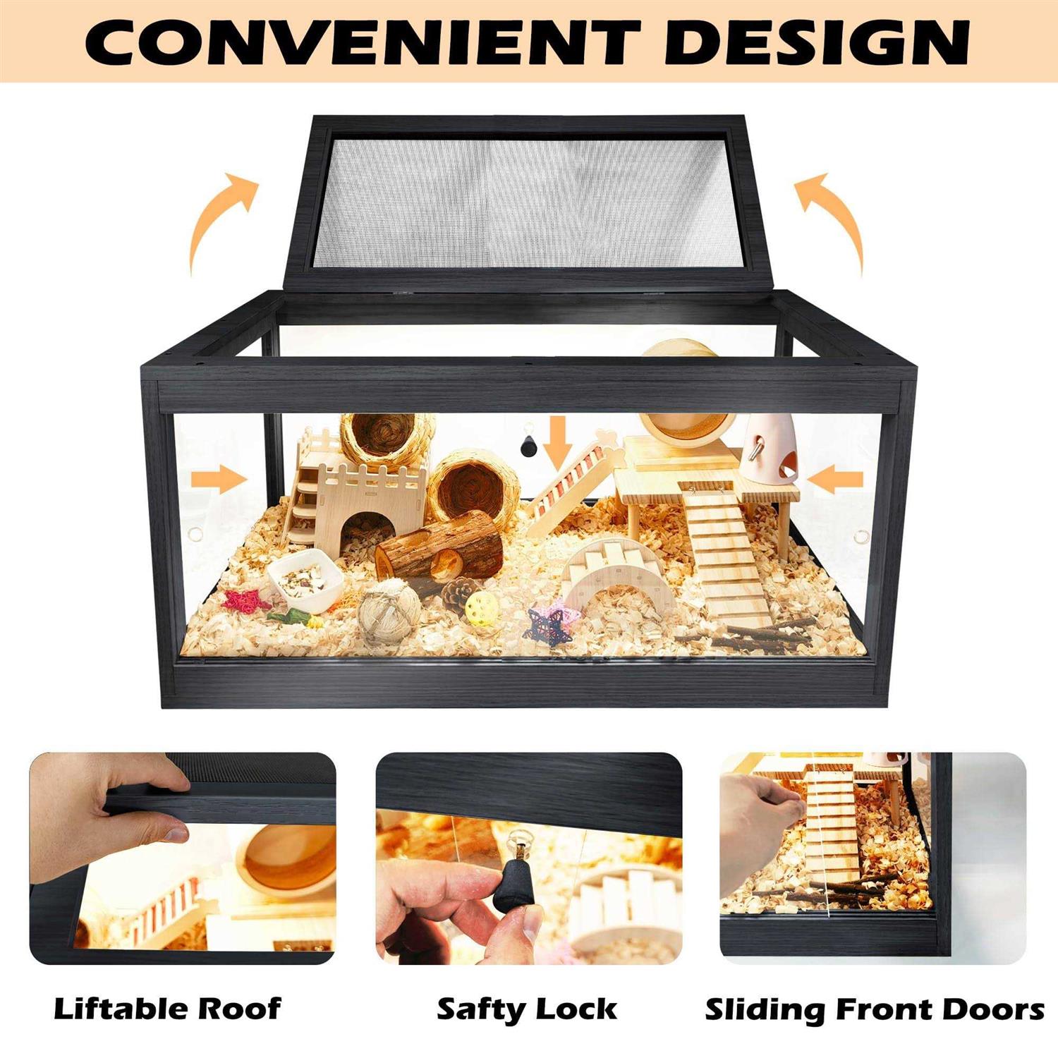 Prolee Hamster Cage Wooden Mice and Rat Habitat Openable Top with Acrylic Sheets Solid Built - Pet Supplies online store